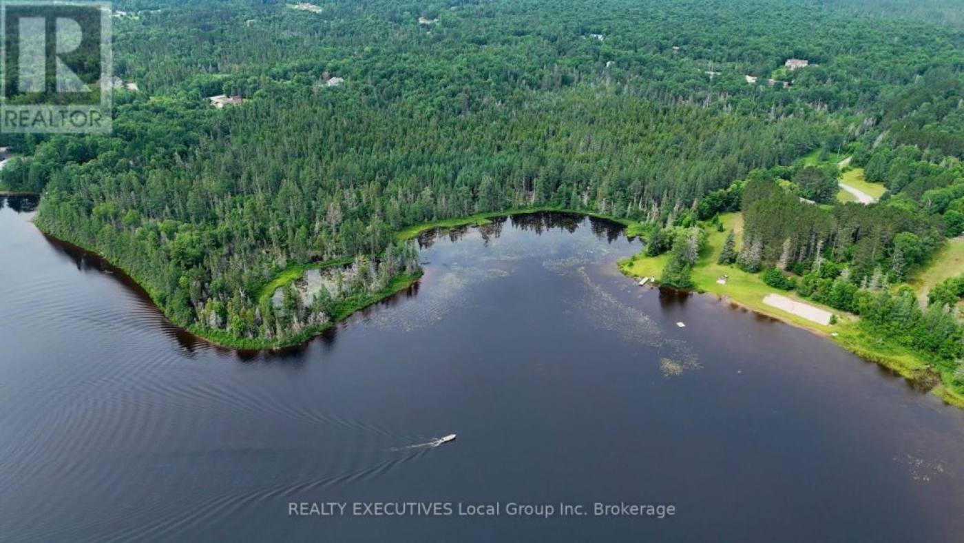 Aerial view of Four Mile Lake shoreline
